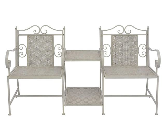 Vrtna klupa s 2 sjedala, siva, 161 cm, čelik