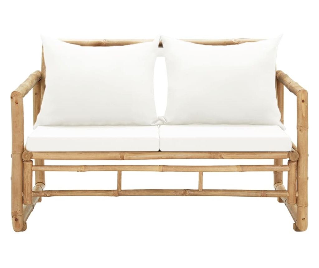 Vrtna sofa s 2 mjesta, s jastucima, bambus - 2