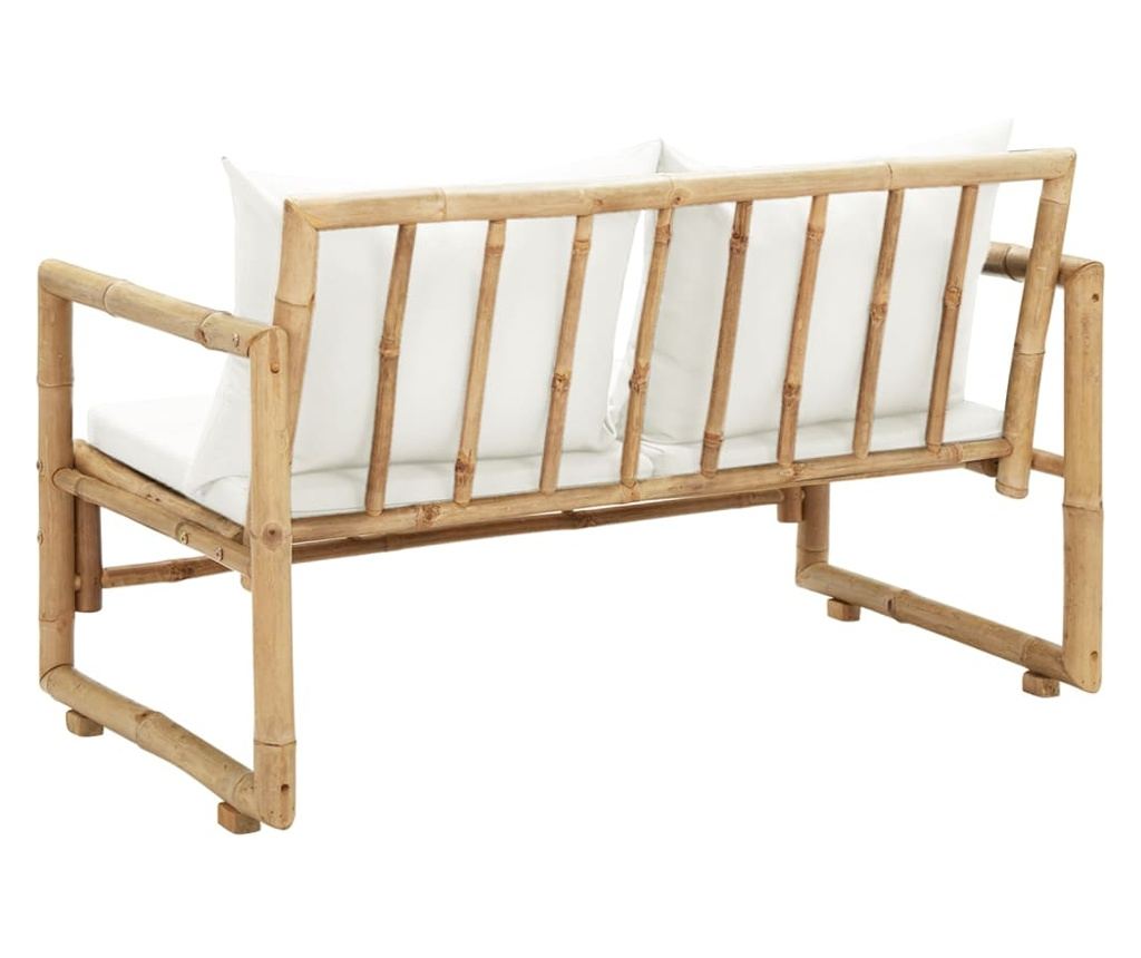 Vrtna sofa s 2 mjesta, s jastucima, bambus - 4