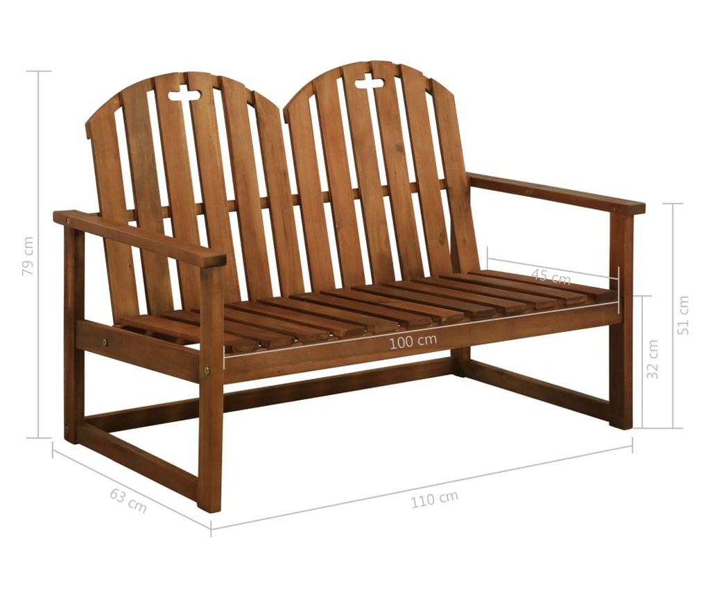 Vrtna klupa, 110 cm, masivno drvo bagrema - 6