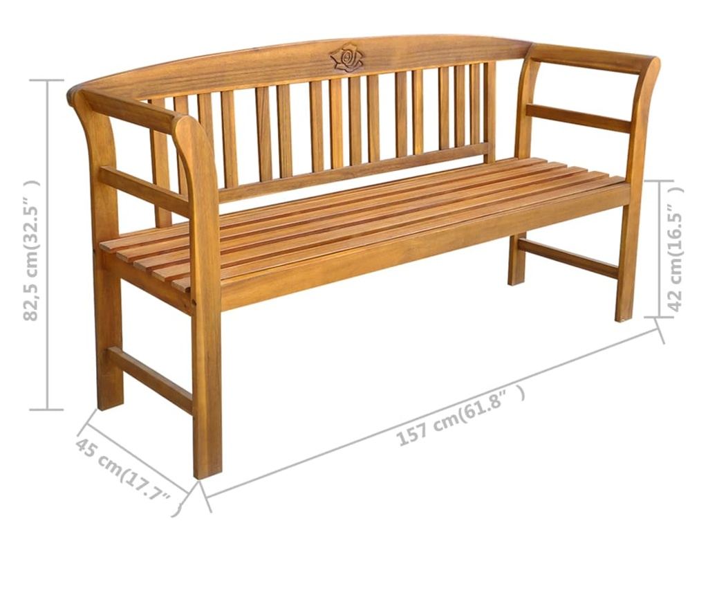 Vrtna klupa, 157 cm, masivno drvo bagrema - 5