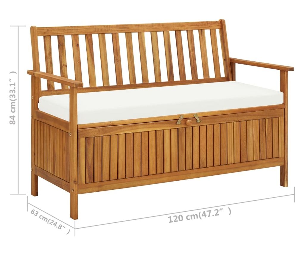 Vrtna klupa za pohranu 120x63x84 cm masivno drvo bagrema XL - 8