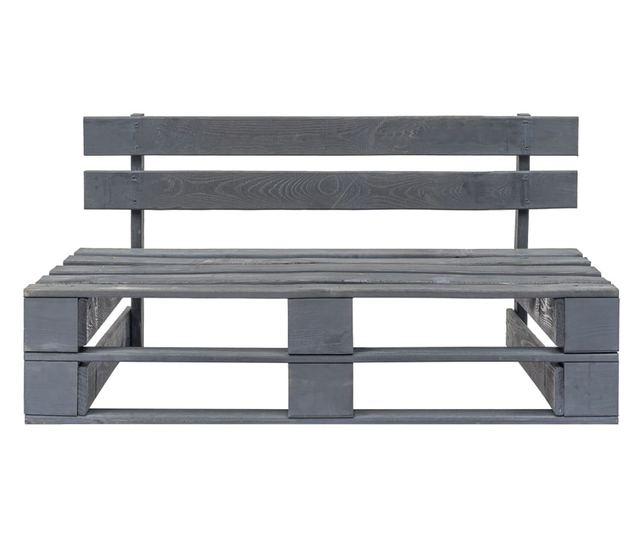 Canapea de mijloc din paleți de grădină, gri, lemn pin tratat