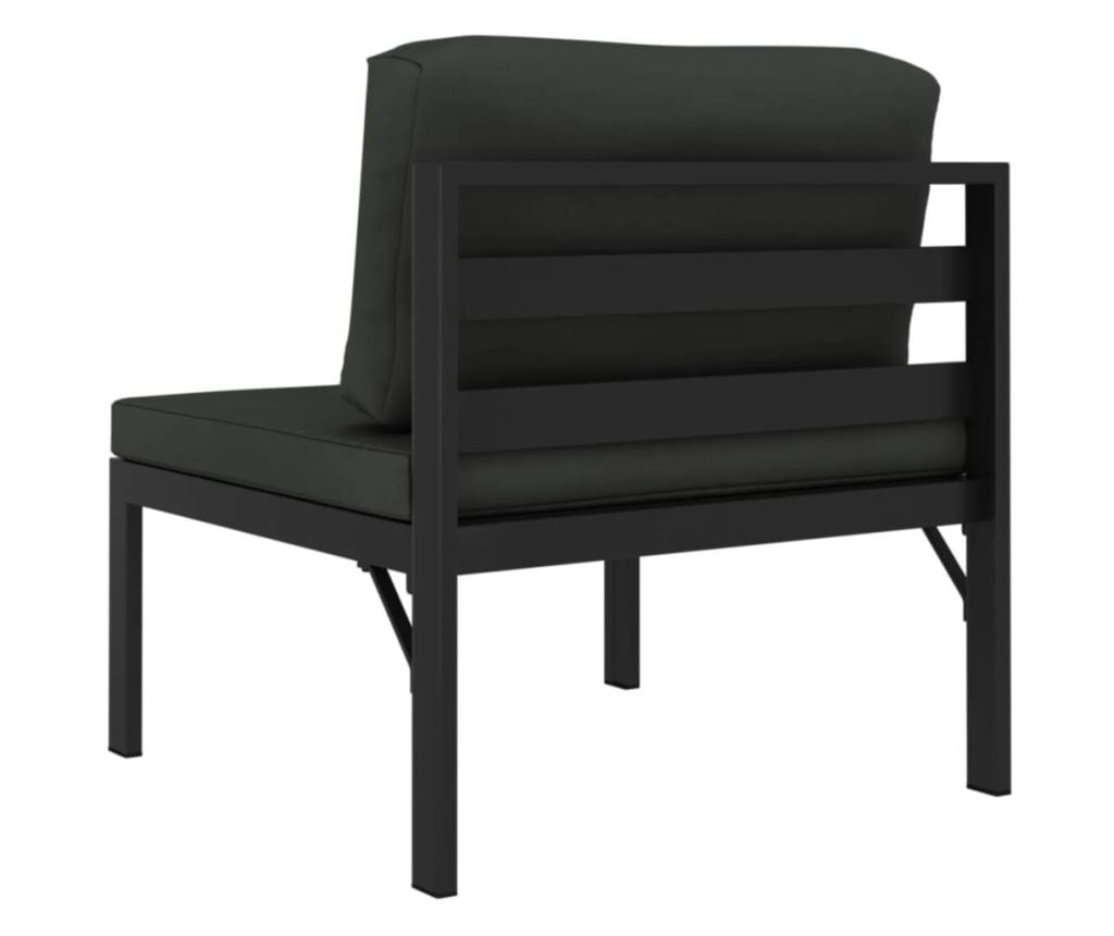 Градински диван за трима души с възглавници, антрацит, алуминий - 6