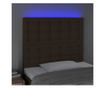 LED Табла за легло, Тъмнокафяво, 80x5x118/128 см, Текстил