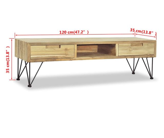 TV komoda 120 x 35 x 35 cm, masivno tikovo drvo