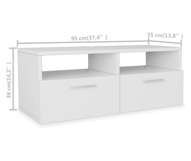 TV komoda, iverica, 95 x 35 x 36 cm, bijela