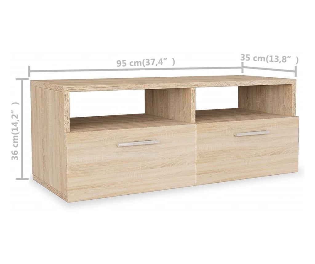 Скрин за телевизор, ПДЧ, 95 x 35 x 36 см, дъб - 5