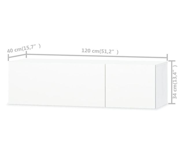 TV komoda, bijela visokog sjaja, 120x40x34 cm, iverica