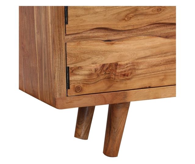 TV komoda od masivnog akacijevog drva, rezbarena vrata, 117x30x40 cm