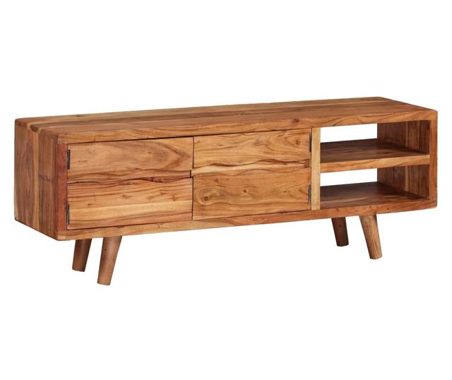 TV komoda od masivnog akacijevog drva, rezbarena vrata, 117x30x40 cm