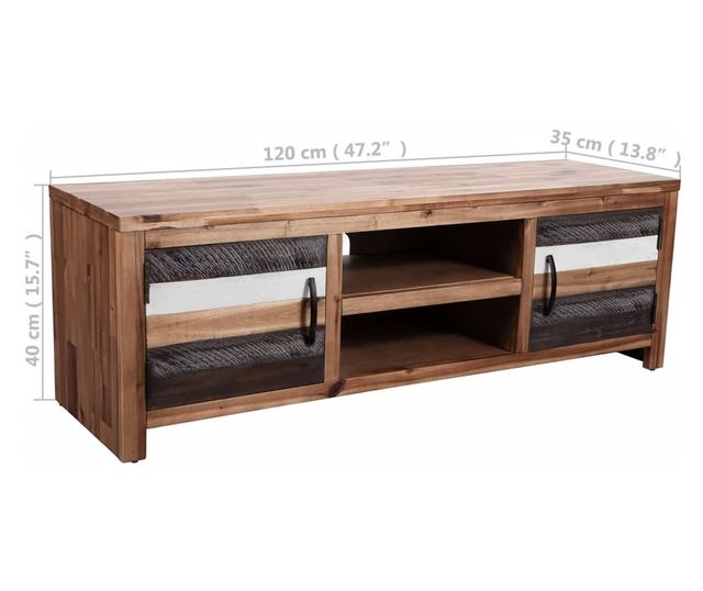 TV komoda, 120x35x40 cm, masivno drvo akacije