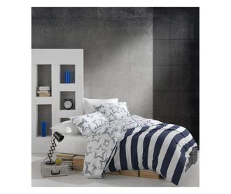 Majoli Bahar Home Collection dupla ágynemű, 100% renforcé pamut, 144 TC, 2 személy részére, 4 részes, Stella Blue