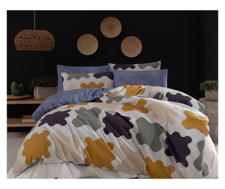 Σεντόνια διπλού κρεβατιού, Majoli Bahar Home Collection, 100% βαμβάκι ranforce, 144 TC, για 2 άτομα, 4 τεμάχια, Patch
