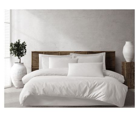 Komplet dvojne posteljnine, Class Home Collection, 100% saten bombaž, 210TC, 6 delni, Modest White