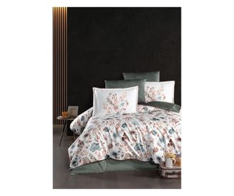 Story Home dupla ágyneműhuzat, 100% szatén pamut, 300 TC, 2 személy részére, 6 részes, bézs