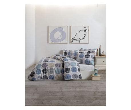 Komplet dvojne posteljnine, Story Home, 100% ranforce bombaž, 144 TC, 4 deli, Matteo Blue