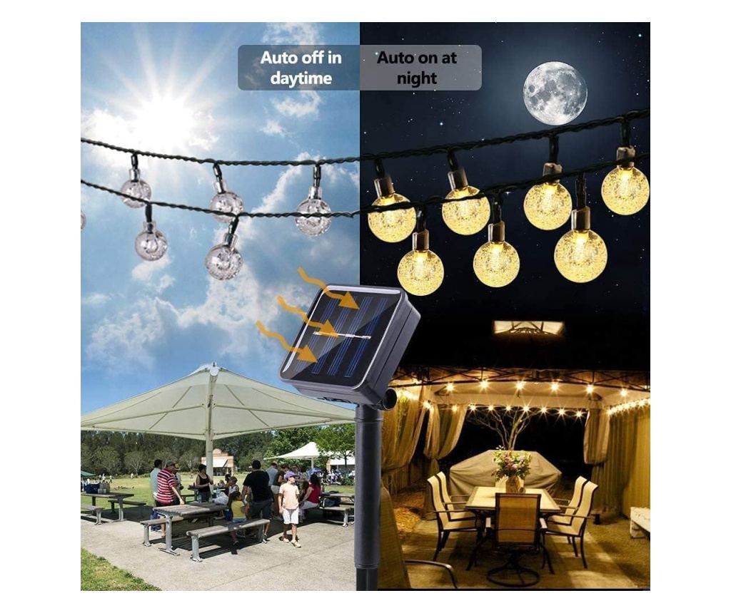 Ghirlanda luminoasa MaGeCa® cu incarcare solara, 20 de becuri LED, lungime 2.5m, Impermeabil IP65, Lumina calda, Perfect pentru - 3