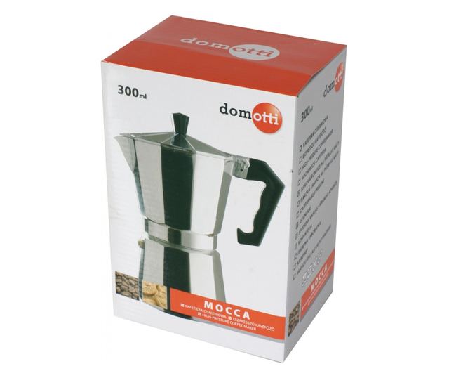 Espressor aragaz, 6 cesti, 300ml, aluminiu, DOMOTTI Mocca