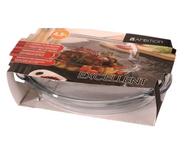 Vas termorezistent cu capac 4.5L, oval, AMBITION Excellent
