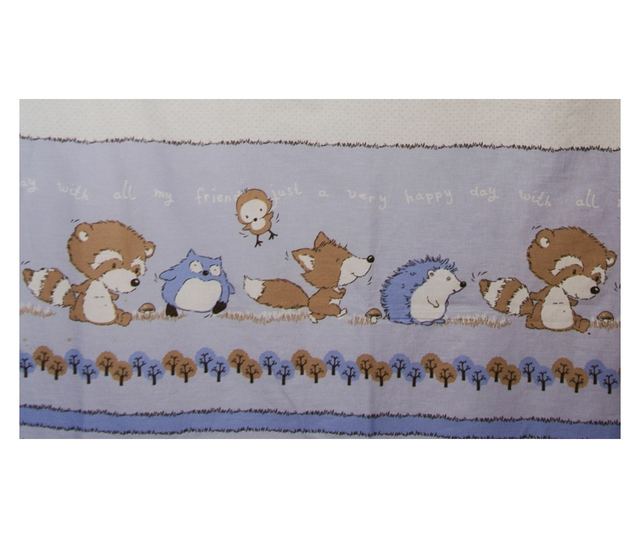 Lenjerie pat copii Odette Blue, din bumbac, 100x140 cm