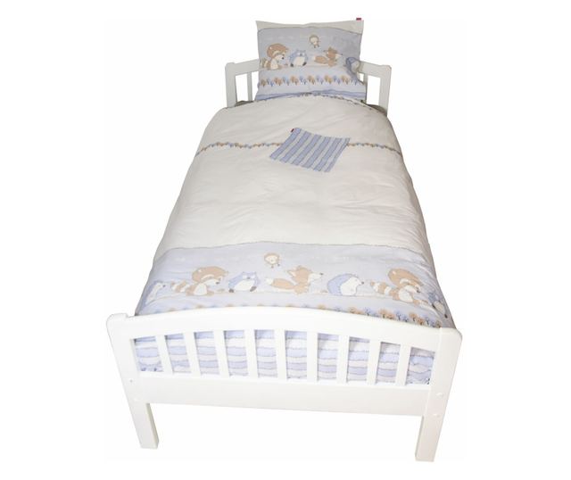 Lenjerie pat copii Odette Blue, din bumbac, 100x140 cm