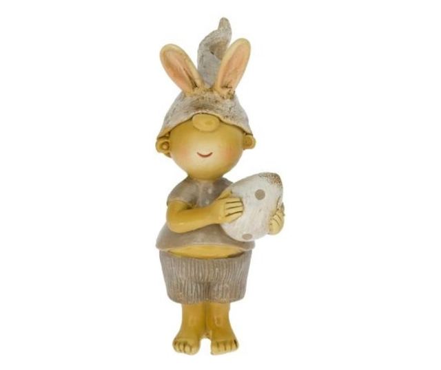Figurina iepuras cu caciulita, bej, 3,5x3,5x9,5 cm