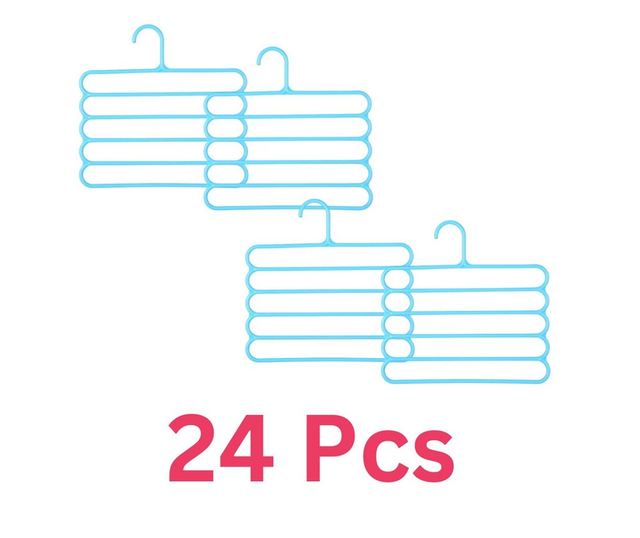 Set od 24 višenamjenske plastične vješalice Mercaton s 5 pozicija za odjeću i modne dodatke, protuklizne, 31 x 31 cm, plave