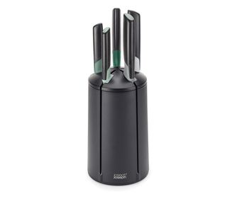 Комплект ножове Joseph Joseph Elevate 10541, Японска стомана, Въртяща се стойка, Без BPA, Черен/зелен