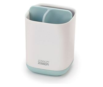 Joseph Joseph EasyStore 70500 Suport periuță de dinți, detașabil, 3 diviziuni, aerisire, alb / albastru