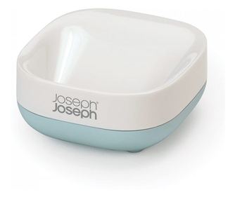 Vasul de sapun Joseph Joseph Slim 70502, Orificiu pentru stoarcere, Albastru/Alb