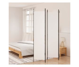 Paravan de camera cu 4 panouri, alb, 200x220 cm, textil