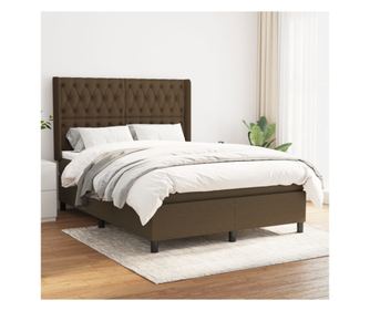 Континентално легло с матрак, тъмнокафяво, 140x200 см, текстил