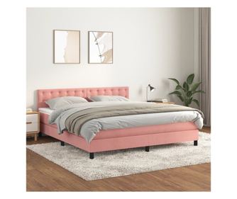 Boxspring postel s matrací, růžová, 160x200 cm, samet