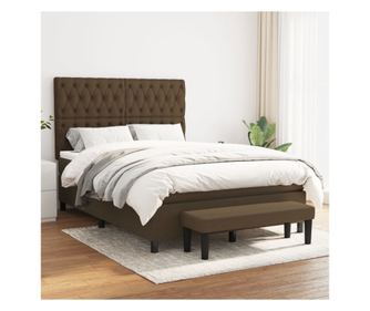 Континентално легло с матрак, тъмнокафяво, 140x200 см, текстил