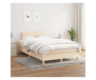 Боксспринг легло с матрак, крем, 120x200 см, текстил