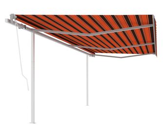 Автоматично прибираща се тента, стълбове, оранжево и кафяво 6х3,5 м
