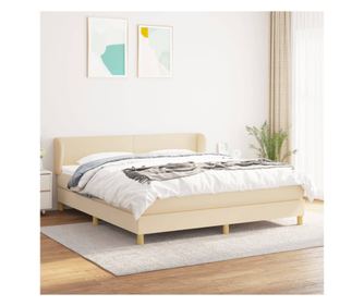 Континентално легло с матрак, кремаво, 180x200 см, текстил