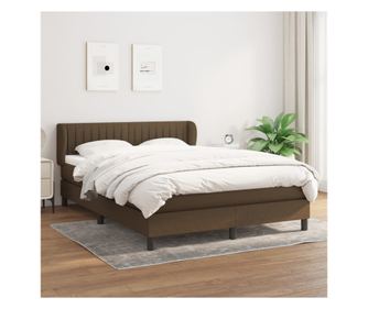 Континентално легло с матрак, тъмнокафяво, 140x200 см, текстил