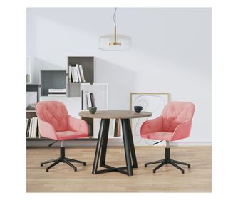Okretne kuhinjske stolice, 2 kom, ružičaste, baršunaste