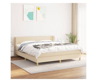 Континентално легло с матрак, кремаво, 180x200 см, текстил