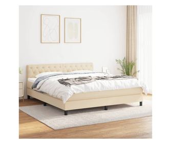 Boxspring postel s matrací, krémová, 160x200 cm, látka
