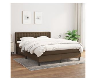 Континентално легло с матрак, тъмнокафяво, 140x200 см, текстил