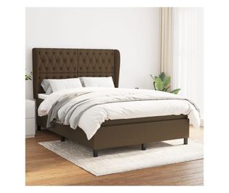 Континентално легло с матрак, тъмнокафяво, 140x200 см, текстил