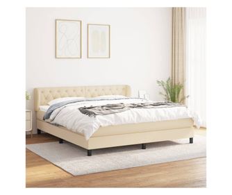 Боксспринг легло с матрак, крем, 160x200 см, текстил