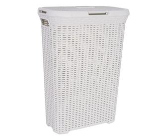 Кош за пране, Curver, 2 дръжки, с капак, пластмаса, сметана, 40 L, 45x26.5x61.5 см
