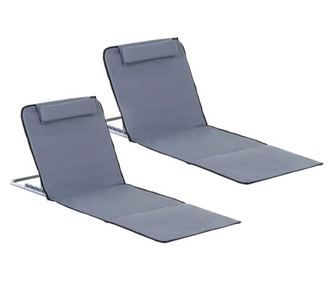 2 strandmatracból álló készlet állítható háttámlával, 5 szintes, szürke, 134x48x36-45 cm