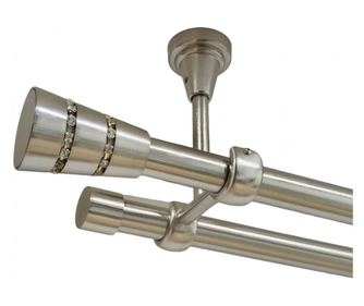 Galerie dubla bogota fara inele prindere tavan 19/19 mm inox