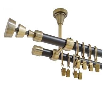 Galéria dupla áfonya mennyezeti rögzítés 19 mm fekete antik arany