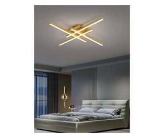 Lustra LED RFAN, Model R9111/4, Cu Telecomanda, 3 Tipuri De Lumina, Intensitate Reglabila, 66W, Auriu